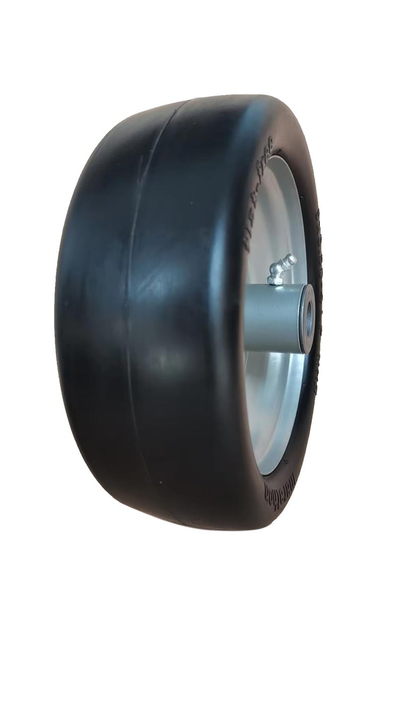 Marathon 9x3.50-4" Flat Free Lawnmower Tire on Wheel, 4" Centered Hub, 3/4" Bushings - Image 1
